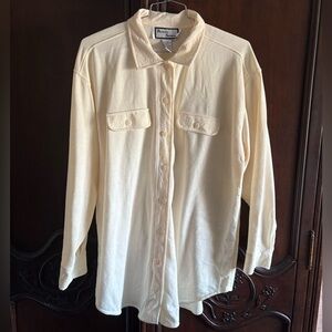 Vintage Women’s  Richard Simmons Cream Button Up Shirt Floral Detail size 20W